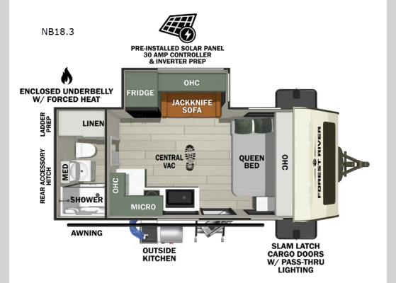 Floorplan - 2025 No Boundaries NB18.3 Travel Trailer