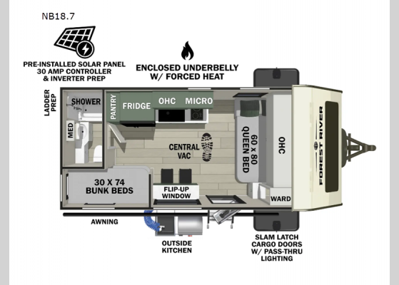 Floorplan - 2025 No Boundaries NB18.7 Travel Trailer