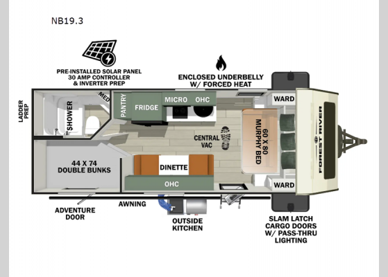 Floorplan - 2025 No Boundaries NB19.3 Travel Trailer