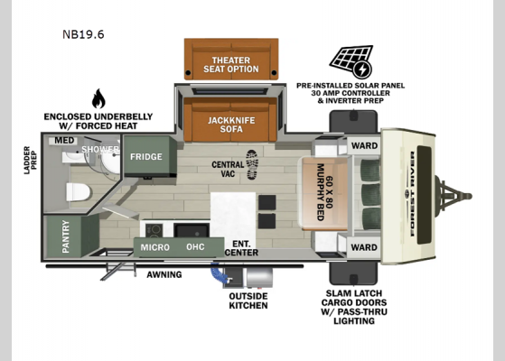 Floorplan - 2025 No Boundaries NB19.6 Travel Trailer