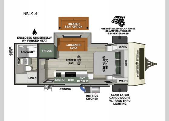 Floorplan - 2025 No Boundaries NB19.4 Travel Trailer