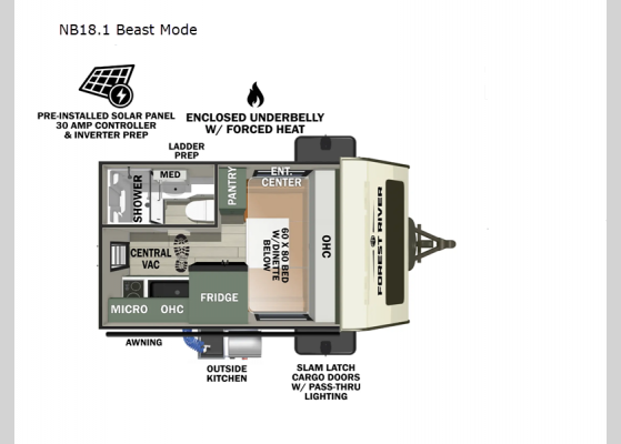 Floorplan - 2025 No Boundaries NB18.1 Beast Mode Travel Trailer