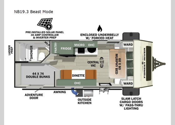 Floorplan - 2025 No Boundaries NB19.3 Beast Mode Travel Trailer