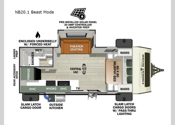 Floorplan - 2025 No Boundaries NB20.1 Beast Mode Travel Trailer