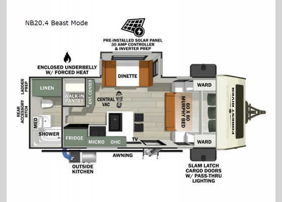 Floorplan - 2025 No Boundaries NB20.4 Beast Mode Travel Trailer