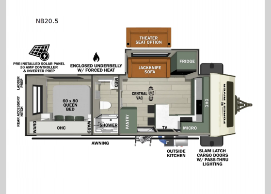 Floorplan - 2025 No Boundaries NB20.5 Travel Trailer