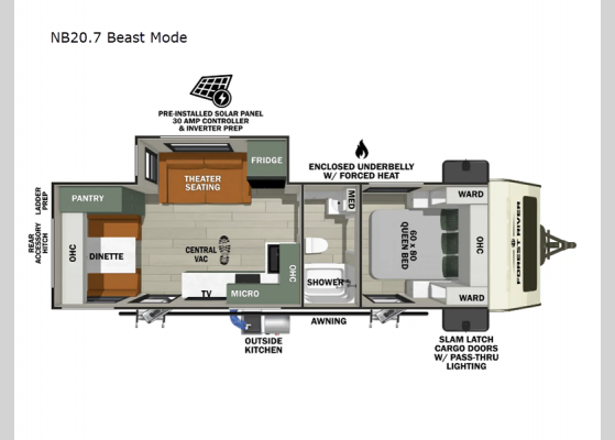 Floorplan - 2025 No Boundaries NB20.7 Beast Mode Travel Trailer