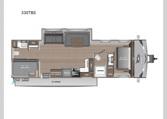 Floorplan - 2025 Jay Flight SLX 330TBS Travel Trailer