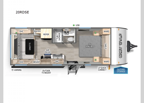 Floorplan - 2025 Cherokee Grey Wolf 20RDSE Travel Trailer