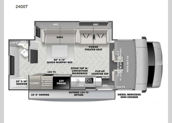 Floorplan - 2024 Sunseeker MBS 2400T Motor Home Class C - Diesel