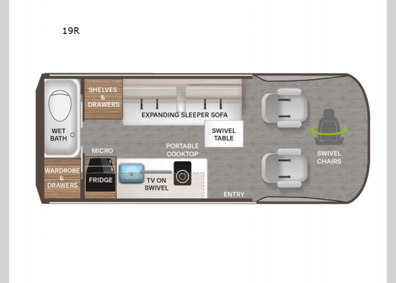 Floorplan - 2024 Tranquility 19R Motor Home Class B - Diesel