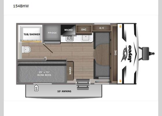 Floorplan - 2024 Jay Flight SLX 154BHW Travel Trailer