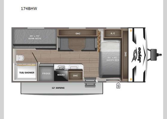 Floorplan - 2024 Jay Flight SLX 174BHW Travel Trailer