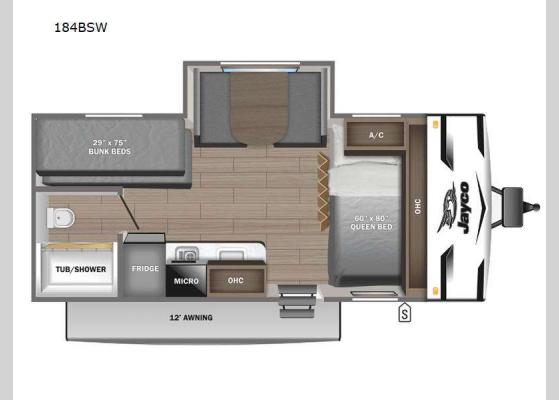 Floorplan - 2024 Jay Flight SLX 184BSW Travel Trailer