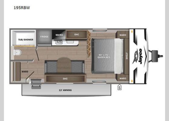 Floorplan - 2024 Jay Flight SLX 195RBW Travel Trailer