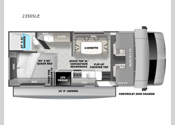 Floorplan - 2024 Sunseeker LE 2350SLE Chevy Motor Home Class C