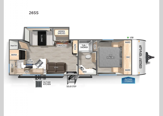 Floorplan - 2025 Cherokee Grey Wolf 26SS Travel Trailer