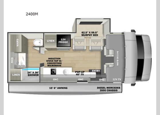 Floorplan - 2025 Sunseeker MBS 2400M Motor Home Class C - Diesel