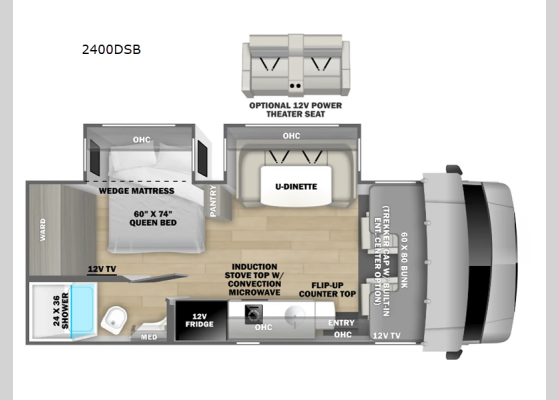 Floorplan - 2025 Sunseeker MBS 2400DSB Motor Home Class C - Diesel