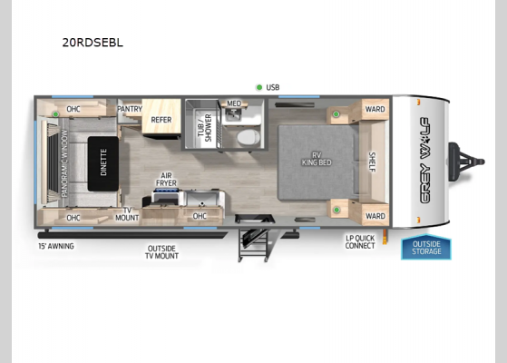 Floorplan - 2025 Cherokee Grey Wolf Black Label 20RDSE Travel Trailer