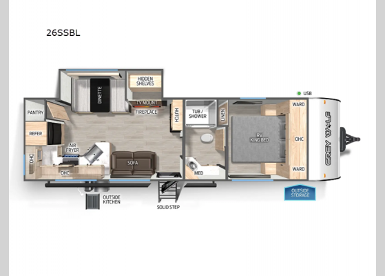 Floorplan - 2025 Cherokee Grey Wolf Black Label 26SSBL Travel Trailer