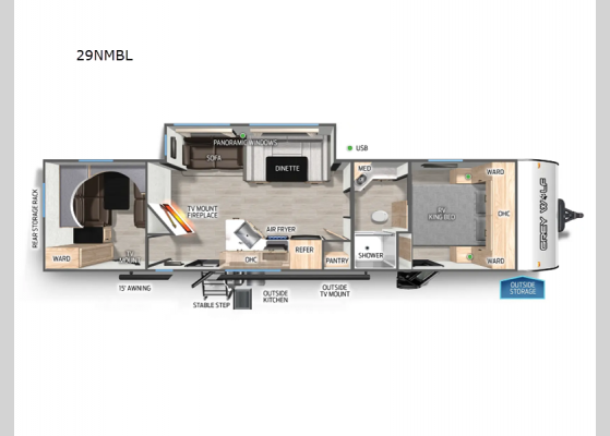 Floorplan - 2025 Cherokee Grey Wolf Black Label 29NMBL Travel Trailer