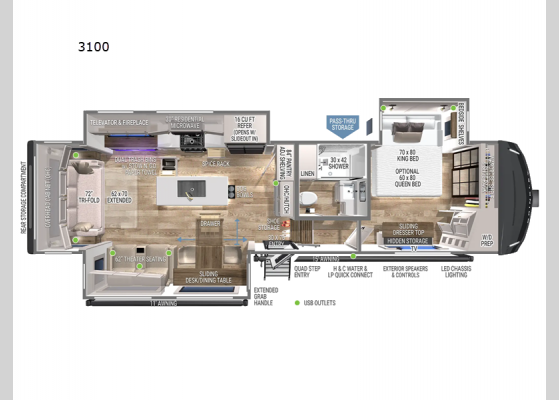 Floorplan - 2025 Model Z 3100 Fifth Wheel