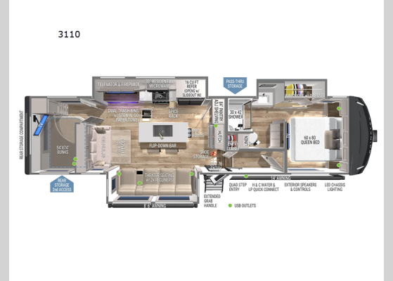 Floorplan - 2025 Model Z 3110 Fifth Wheel