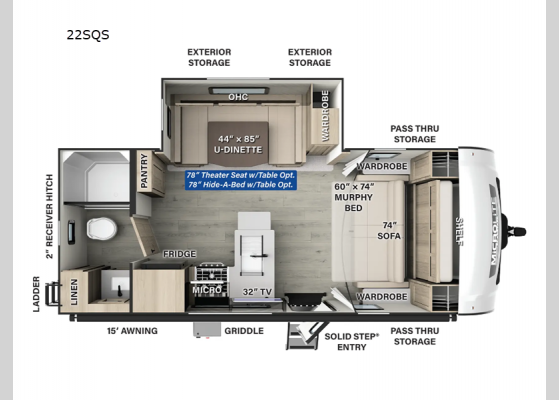 Floorplan - 2025 Flagstaff Micro Lite 22SQS Travel Trailer