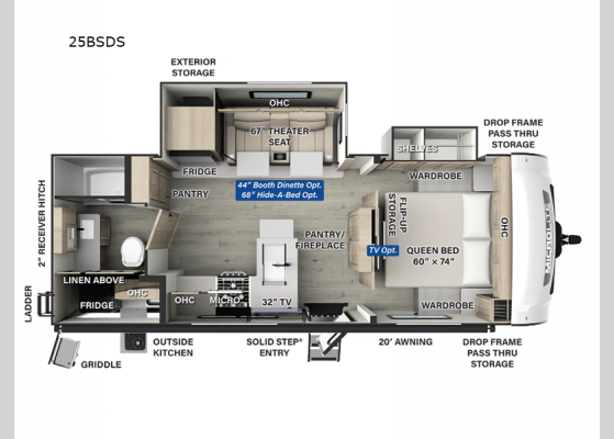 Floorplan - 2025 Flagstaff Micro Lite 25BSDS Travel Trailer