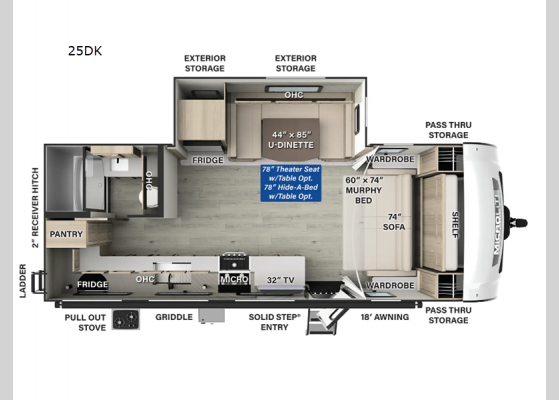 Floorplan - 2025 Flagstaff Micro Lite 25DK Travel Trailer