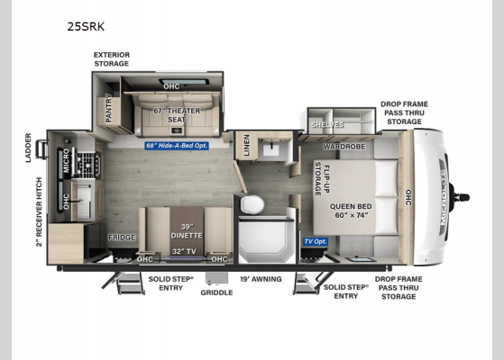 Floorplan - 2025 Flagstaff Micro Lite 25SRK Travel Trailer