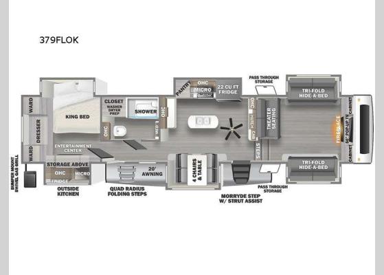 Floorplan - 2024 Sandpiper Luxury 379FLOK Fifth Wheel