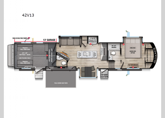 Floorplan - 2025 Valor 42V13 Toy Hauler Fifth Wheel