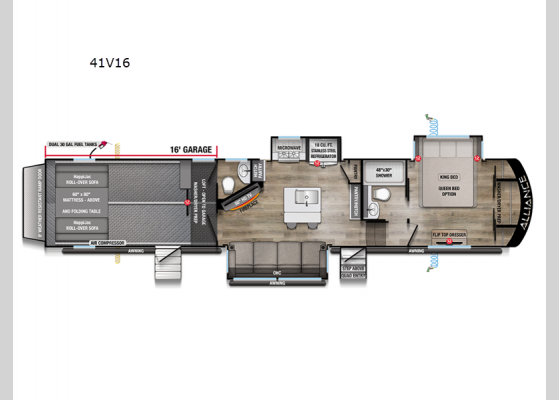 Floorplan - 2025 Valor 41V16 Toy Hauler Fifth Wheel