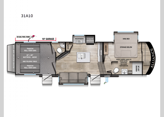 Floorplan - 2025 Valor All-Access 31A10 Toy Hauler Fifth Wheel