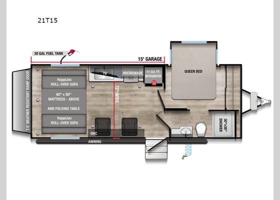 Floorplan - 2025 Valor All-Access 21T15 Toy Hauler Travel Trailer