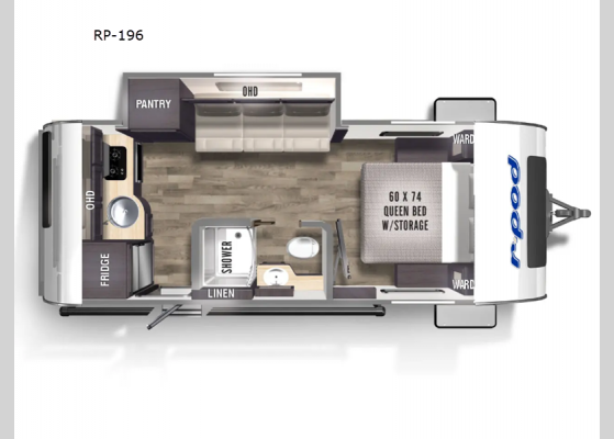 Floorplan - 2024 R Pod RP-196 Travel Trailer