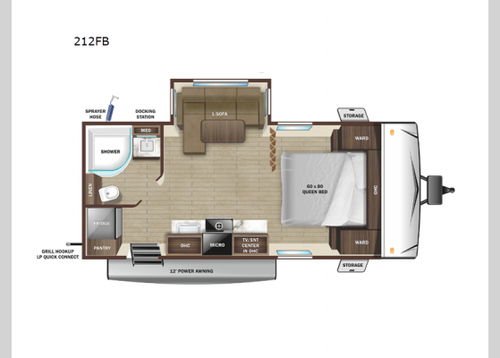 Floorplan - 2025 Range Lite 212FB Travel Trailer