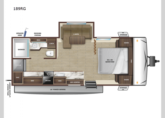 Floorplan - 2025 Range Lite 189RG Travel Trailer