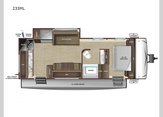 Floorplan - 2025 Range Lite 233ML Travel Trailer