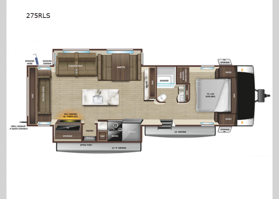 Floorplan - 2025 Open Range Light 275RLS Travel Trailer