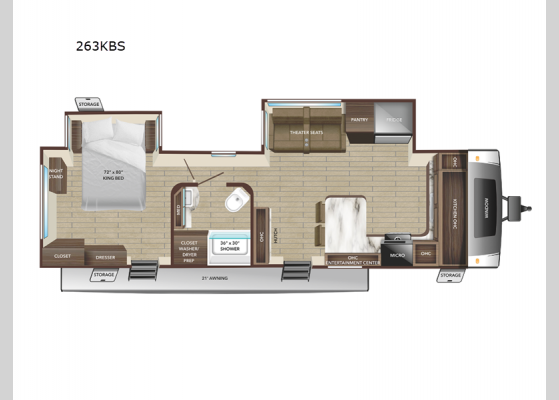 Floorplan - 2025 Open Range Light 263KBS Travel Trailer