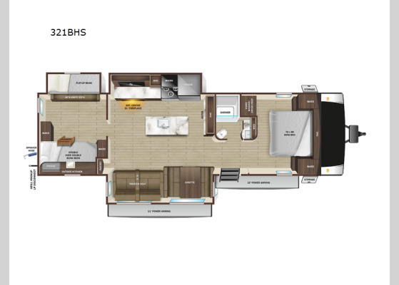 Floorplan - 2025 Open Range Light 321BHS Travel Trailer