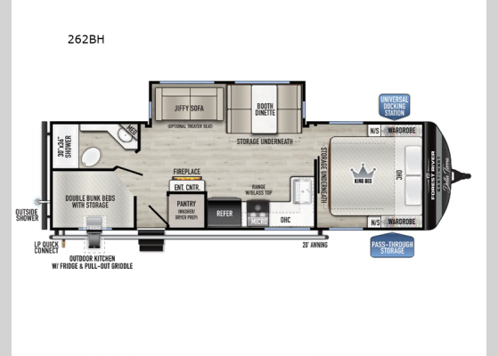 Floorplan - 2025 Della Terra 262BH Travel Trailer