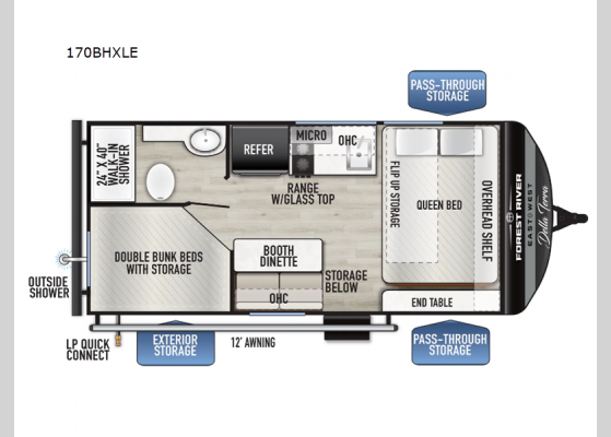 Floorplan - 2025 Della Terra LE 170BHXLE Travel Trailer