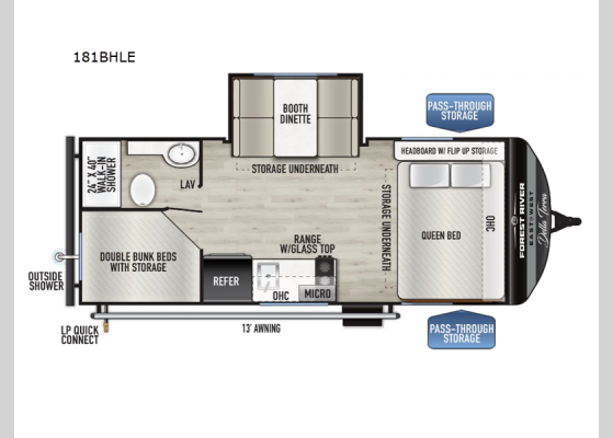 Floorplan - 2025 Della Terra LE 181BHLE Travel Trailer