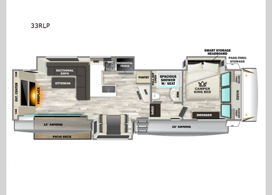 Floorplan - 2025 Sabre 33RLP Fifth Wheel