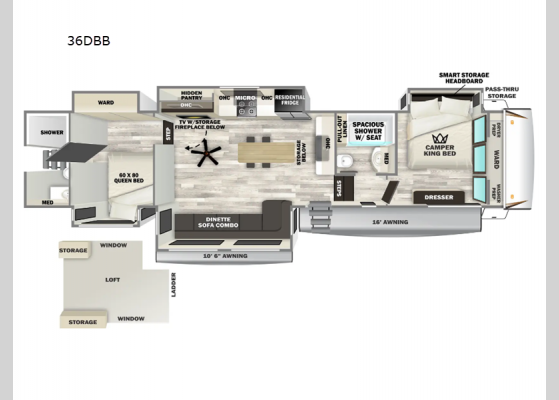 Floorplan - 2025 Sabre 36DBB Fifth Wheel