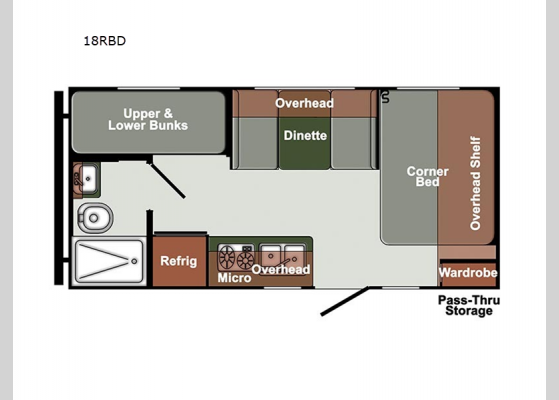 Floorplan - 2024 Streamlite SVT 18RBD Travel Trailer